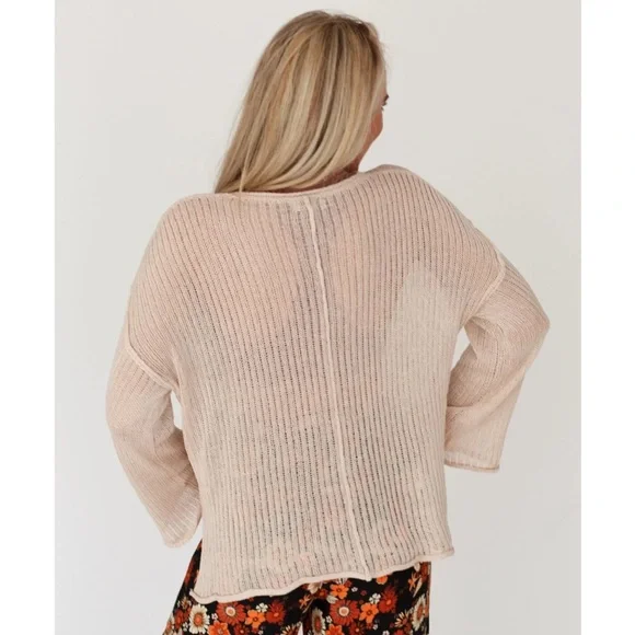 DONATED Golden Rays Drop Shoulder Top - Beige - Picture 6 of 8